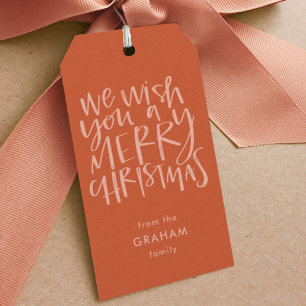"Wens je een prettige kerst" Rood cadeauLabels