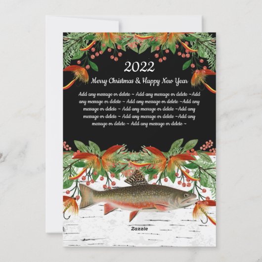 Wens je een Reely Fly Fishmas, platte kerstkaart (Achterkant)