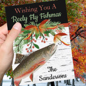 Wens je een Reely Fly Fishmas, platte kerstkaart