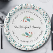 Wens je een smakelijke kerst Holly Berries Papieren Bordje