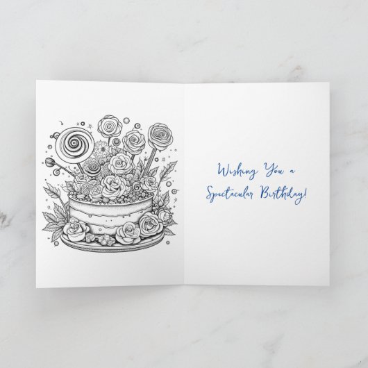Wens je een spectaculaire verjaardag Rainbow Cake Kaart (Binnen)