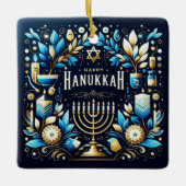 Wens je een vreugdevol Chanoeka Keramisch Ornament (Voorkant)