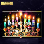 Wens je een vreugdevolle gloed Menorah Waterverf Folie Feestdagenkaart<br><div class="desc">Wens je een vreugdevolle gloed Menorah Waterverf</div>