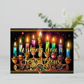 Wens je een vreugdevolle gloed Menorah Waterverf Folie Feestdagenkaart (Staand Voorkant)