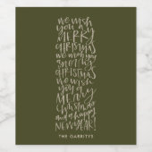 "Wens je een vrolijk kerstfeest" Evergreen Wine La Wijn Etiket (Enkel label)