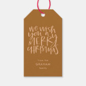 "Wens je een vrolijk kerstfeest" Golden Brown Cadeaulabel (Voorkant)