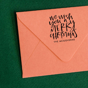 Wens je een vrolijke kerst aangepaste naam Stampe Rubberstempel