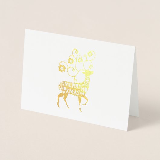 Wens je een vrolijke kerst rendier Folie Kaart (Voorkant)