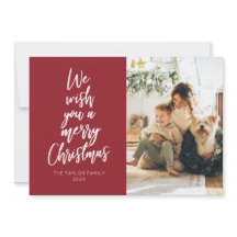 Wens je een vrolijke kerst rode foto vakantie Kaar