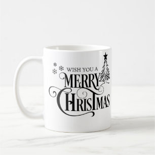 Wens je een vrolijke kerst typografie koffie mok