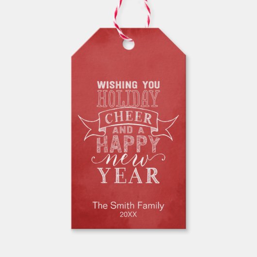 Wens je feestdag? | Rood Waterverf Gift Label Cadeaulabel (Voorkant)