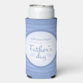 Wens je gelukkige vaders dag tekst blauw seltzer blikjeskoeler (Seltzer Achterkant)