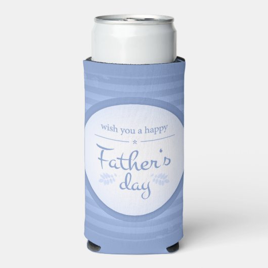 Wens je gelukkige vaders dag tekst blauw seltzer blikjeskoeler (Seltzer Voorkant)