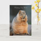 Wens je goed schattige eekhoorn kaart (Gele Bloem)