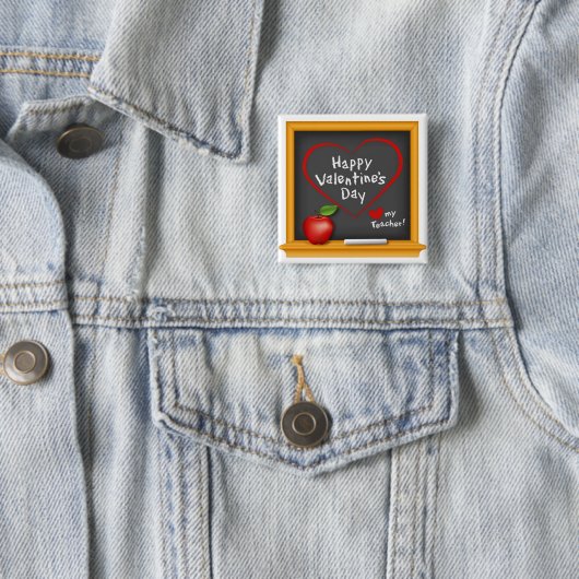 Wens je leraar een fijne Valentijnsdag! Vierkante Button 5,1 Cm (In situ)