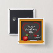 Wens je leraar een fijne Valentijnsdag! Vierkante Button 5,1 Cm (Voorkant /achterkant)
