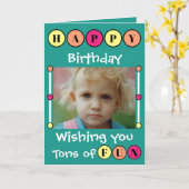 Wens je tonnen leuke groene kinder fotoverjaardag kaart (Gele Bloem)