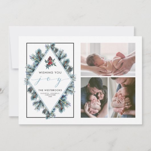 Wens je vreugde vakantie fotocollage feestdagenkaart (Voorkant)