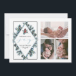 Wens je vreugde vakantie fotocollage feestdagenkaart<br><div class="desc">Waterverf pinecones,  dennentakken en bessen vakantie fotokaarten.</div>