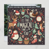 Wens je Vrolijk Kerstfeest schattig Kerstbos Feestdagenkaart (Voorkant / Achterkant)