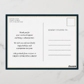 Wens je Vrolijk Kerstmis Blauw Goud Script Busines Folie Feestdagen Briefkaart (Achterkant)