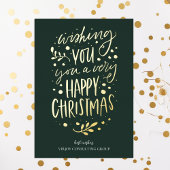Wens je Vrolijk Kerstmis Groen Goud Business Folie Feestdagenkaart