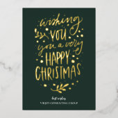Wens je Vrolijk Kerstmis Groen Goud Business Folie Feestdagenkaart (Voorkant)