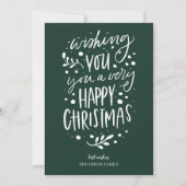 Wens je Vrolijk Kerstmis Groen Script Niet Foto Feestdagenkaart (Voorkant)