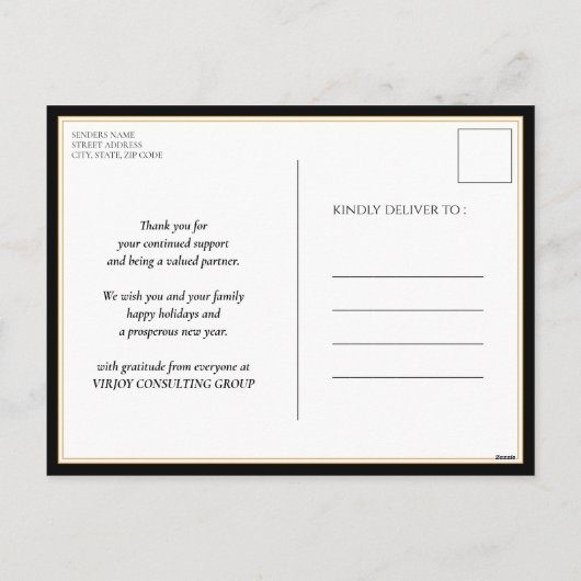 Wens je Vrolijk Kerstmis Zwart Script Business Feestdagenkaart (Achterkant)