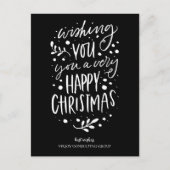 Wens je Vrolijk Kerstmis Zwart Script Business Feestdagenkaart (Voorkant)