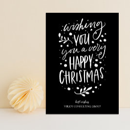 Wens je Vrolijk Kerstmis Zwart Script Business Feestdagenkaart
