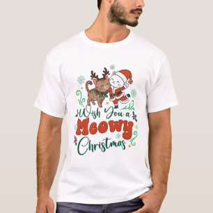 Wens Jou een Kattig Kerstmis Kerstman Rendieren Ka T-shirt