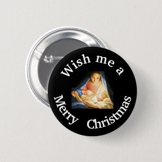 Wens me een vrolijk kerstkaartje ronde button 5,7 cm (Voorkant /achterkant)