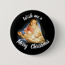 Wens me een vrolijk kerstkaartje ronde button 5,7 cm