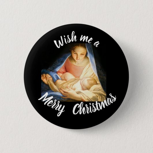 Wens me een vrolijk kerstkaartje ronde button 5,7 cm (Voorkant)