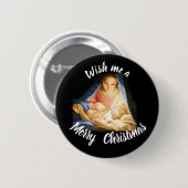 Wens me een vrolijk kerstkaartje ronde button 5,7 cm (Voorkant /achterkant)