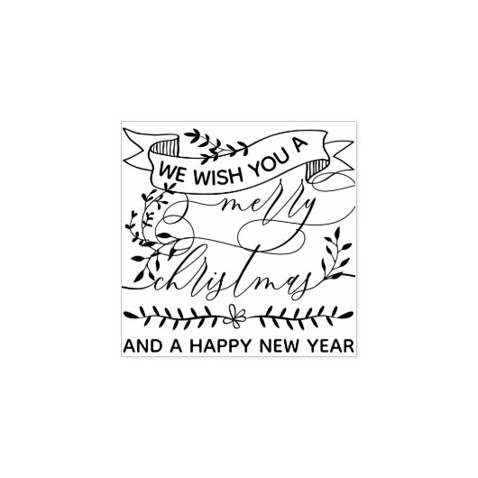 Wens Nieuwe Jaar Bloem Kerstmis Rubberstempel (Afrduk)