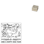 Wens nieuwjaar bloeiend kerstfeest rubberstempel (Gestempeld)