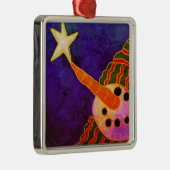 Wens op een Abstracte Snowman met een ster Metalen Ornament (Rechts)