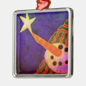 Wens op een Abstracte Snowman met een ster Metalen Ornament (Links)