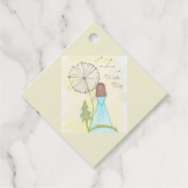 Wens op een paardenbloem klein meisje bedankjes labels