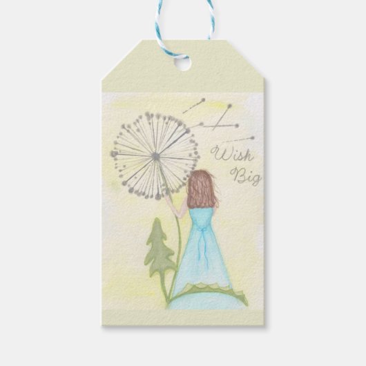 Wens op een paardenbloem klein meisje cadeaulabel (Voorkant)