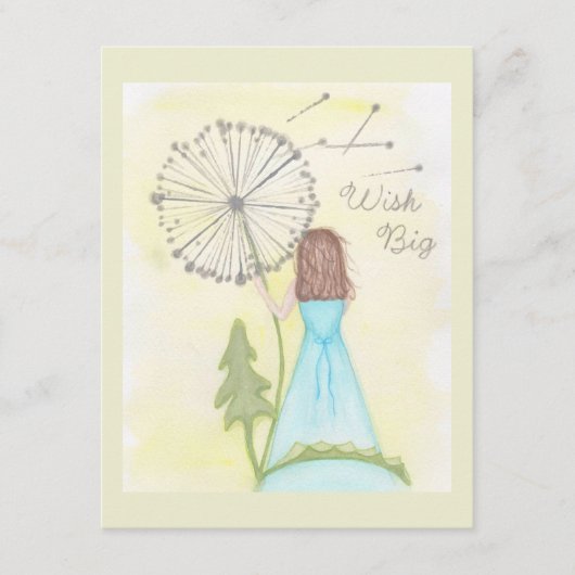 Wens op een paardenbloem klein meisje informatiekaartje (Voorkant)