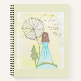 Wens op een paardenbloem klein meisje notitieboek