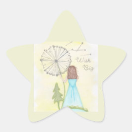 Wens op een paardenbloem klein meisje ster sticker