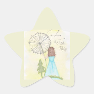 Wens op een paardenbloem klein meisje ster sticker