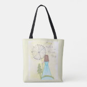Wens op een paardenbloem klein meisje tote bag (Achterkant)