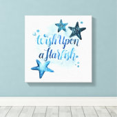 Wens op een Starfish Canvas Afdruk (Insitu (Houten vloer))