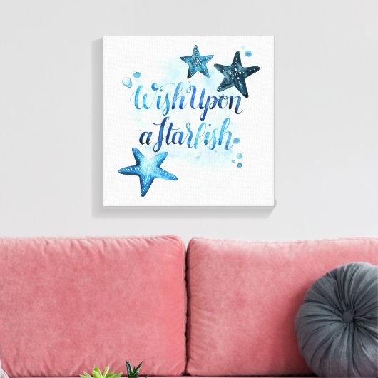 Wens op een Starfish Canvas Afdruk (Insitu (Woonkamer))