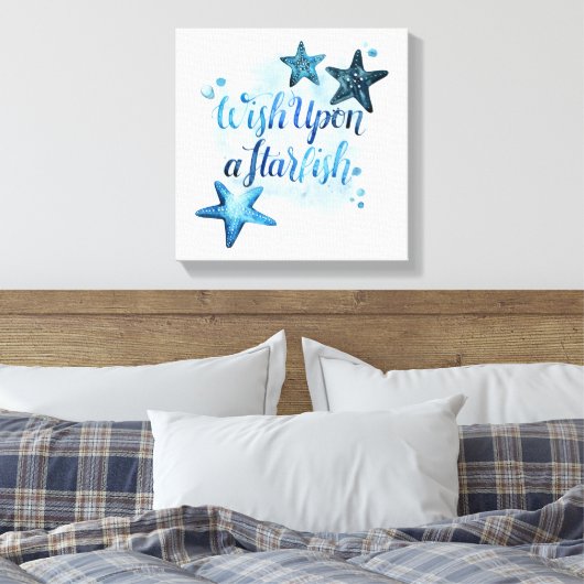 Wens op een Starfish Canvas Afdruk (Insitu (Slaapkamer))